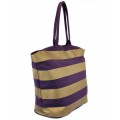 9205- PURPLE & GOLD STRIPES CANVAS TOTE BAG